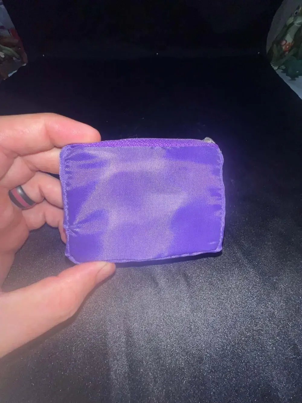 Key Elements Purple Frog Zippered Coin Pouch Keychain